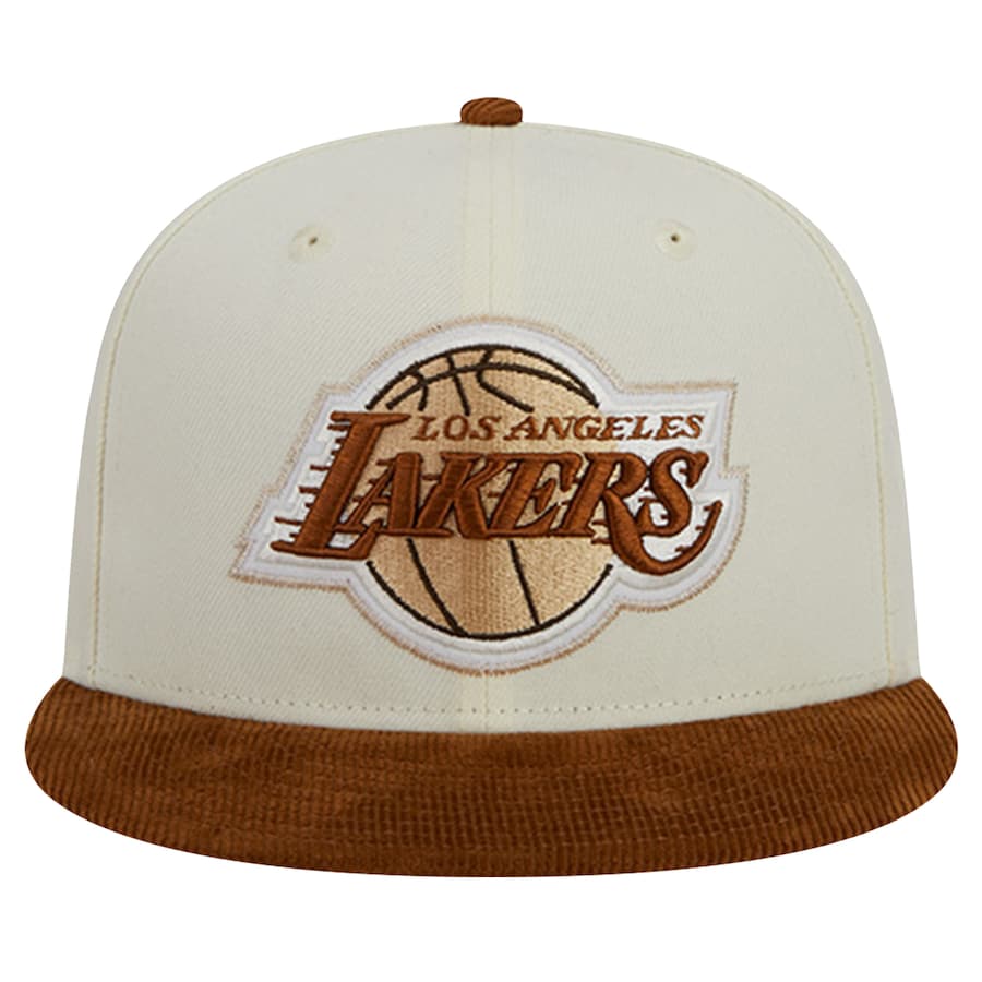 Los Angeles Lakers New Era Cream/Brown 2-Tone Corduroy Visor