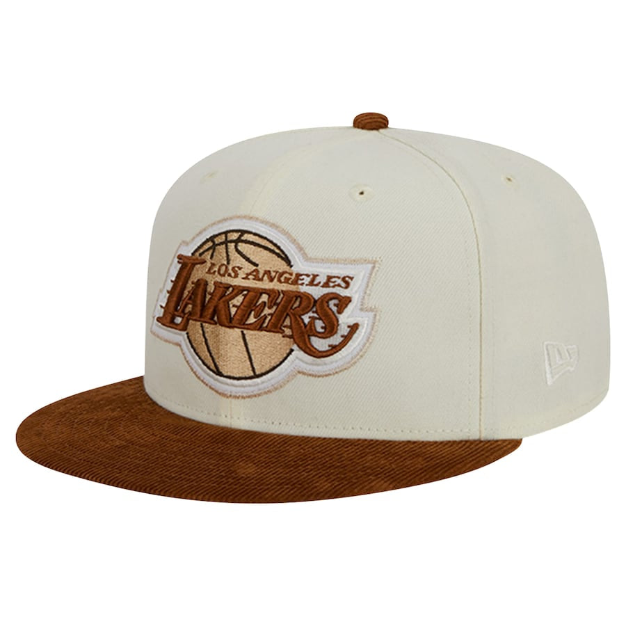 Los Angeles Lakers New Era Cream/Brown 2-Tone Corduroy Visor