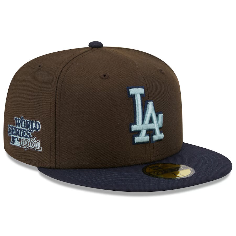 New Era Los Angeles Dodgers Walnut & Navy 5950 Hat 1981 WS Patch