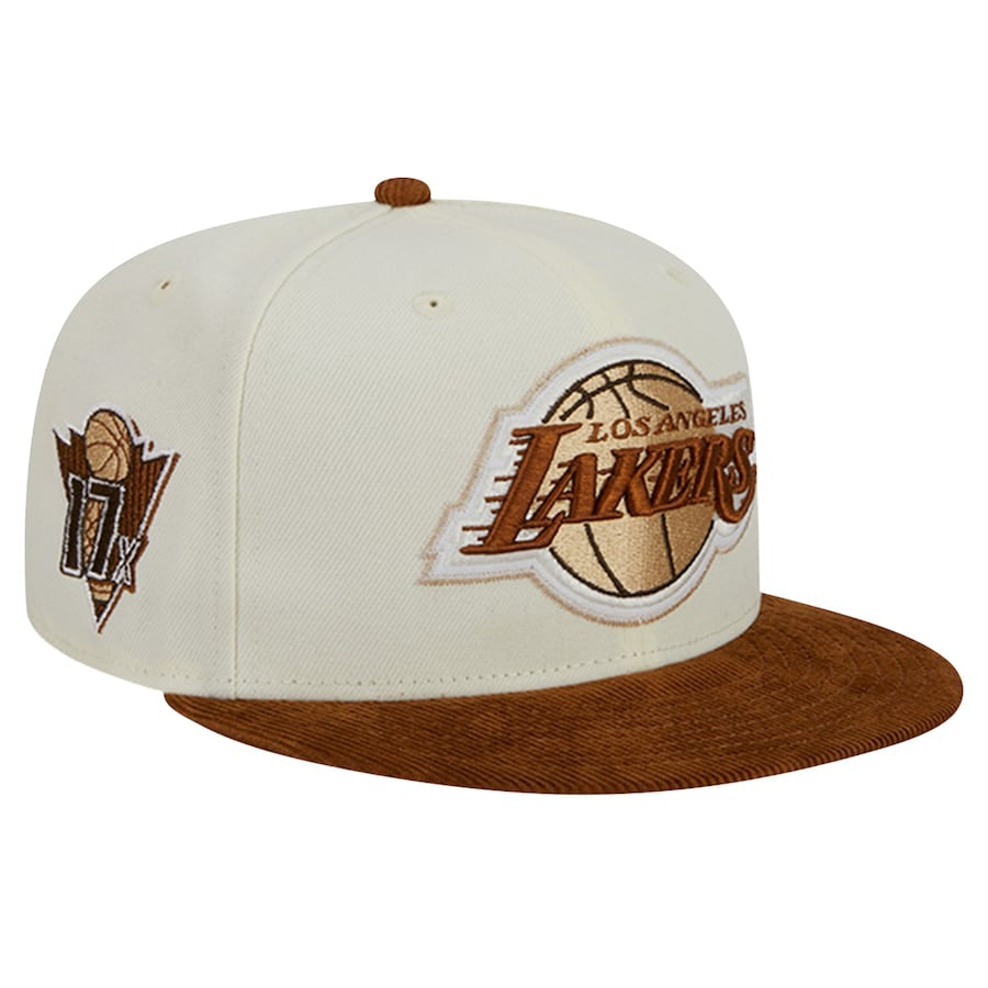 Los Angeles Lakers New Era Cream/Brown 2-Tone Corduroy Visor